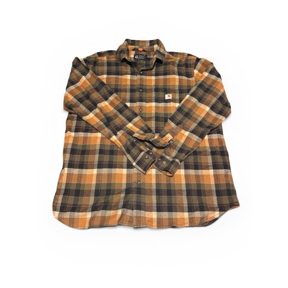 Carhartt Flannel Shirt Mens Size XL Plaid Rugged LS Relaxed Fit Workwear Warm